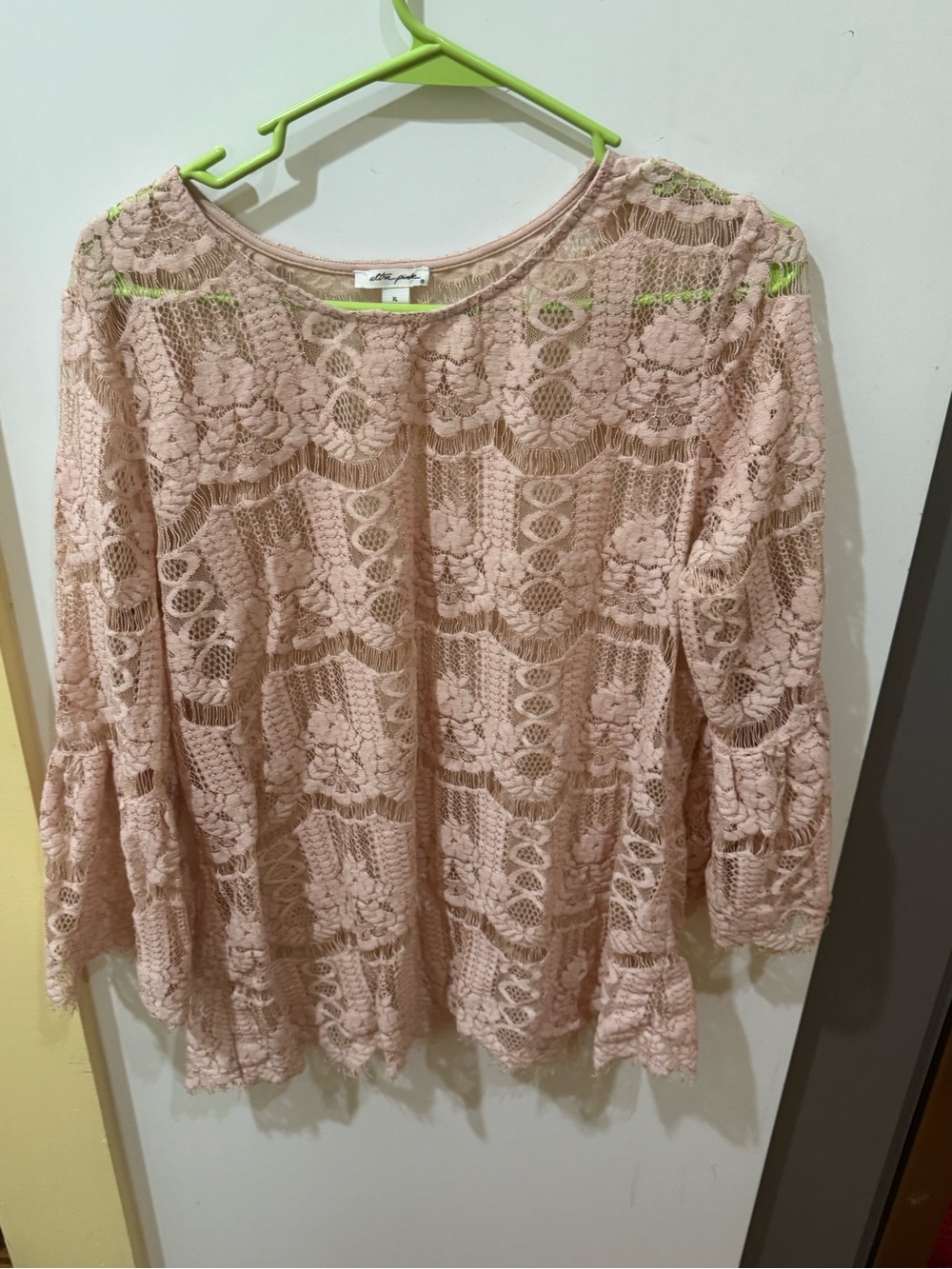 Ultra Pink Crochet Lace Tunic - Blush Pink